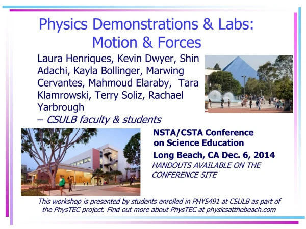 Physics Demonstrations &amp; Labs: Motion &amp; Forces