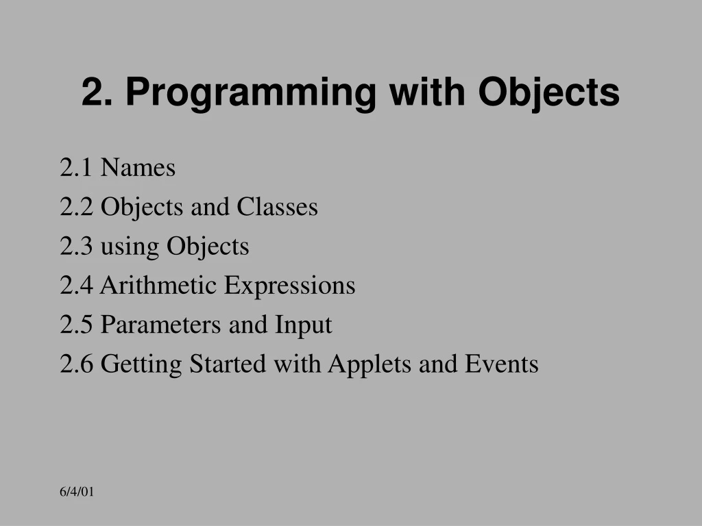 2 programming with objects