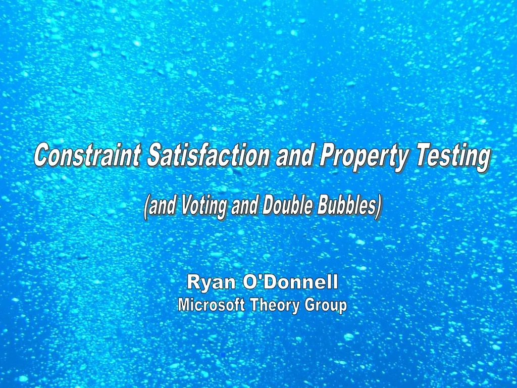 constraint satisfaction and property testing