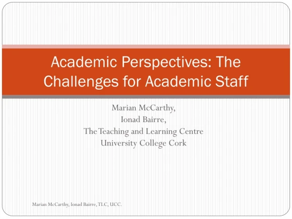 Academic Perspectives: The Challenges for Academic Staff