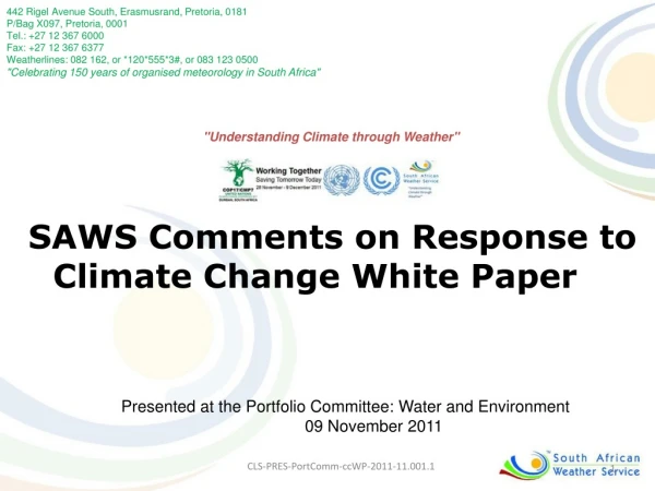 SAWS Comments on Response to Climate Change White Paper