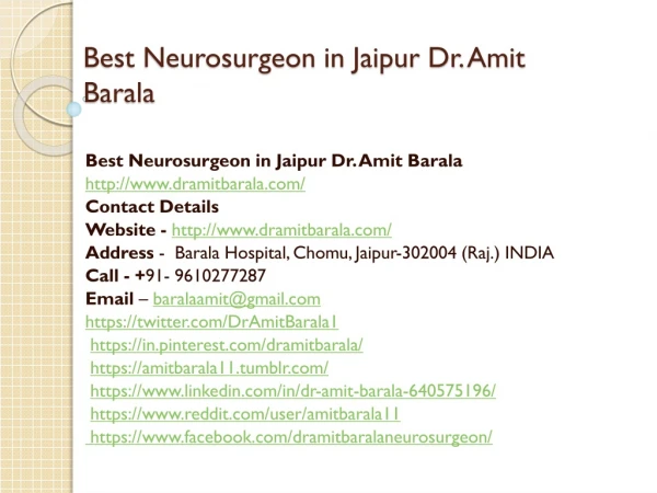 best neurosurgeon in jaipur dr amit barala