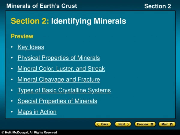 Section 2:  Identifying Minerals