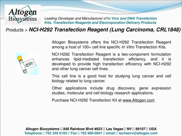 Products &gt; NCI-H292 Transfection Reagent (Lung Carcinoma, CRL1848)