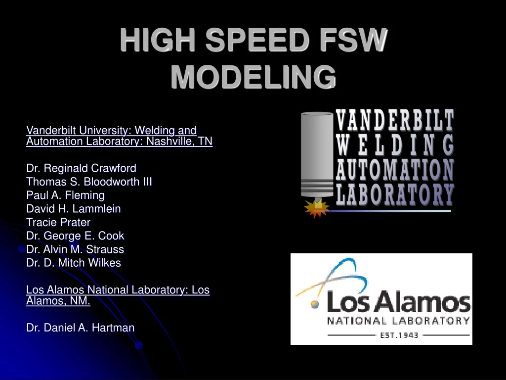 high speed fsw modeling