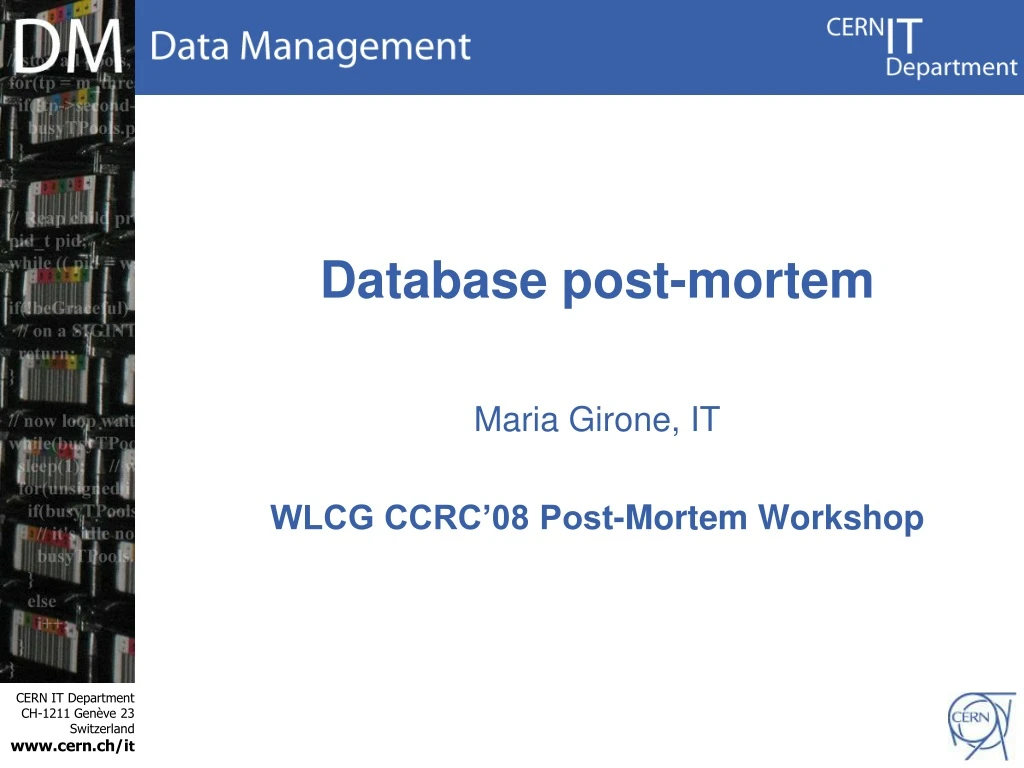 database post mortem