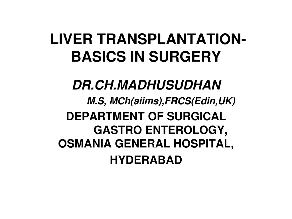 liver transplantation basics in surgery