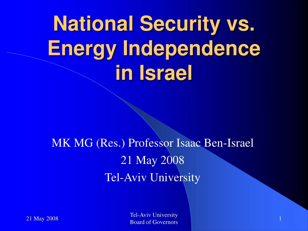 national security vs energy independence in israel