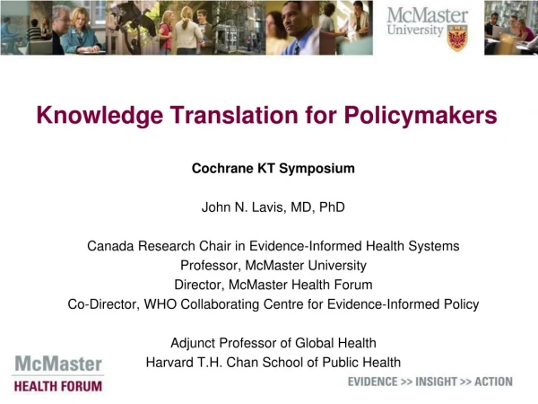 Knowledge Translation for Policymakers