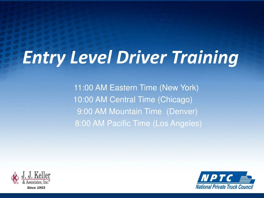 entry level driver training