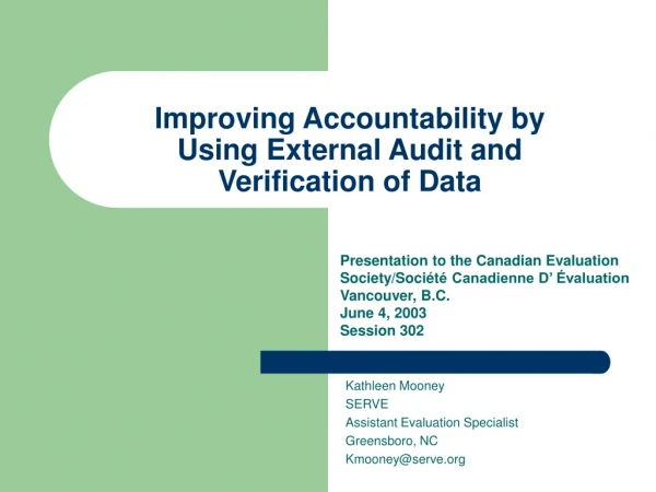 Improving Accountability by Using External Audit and Verification of Data
