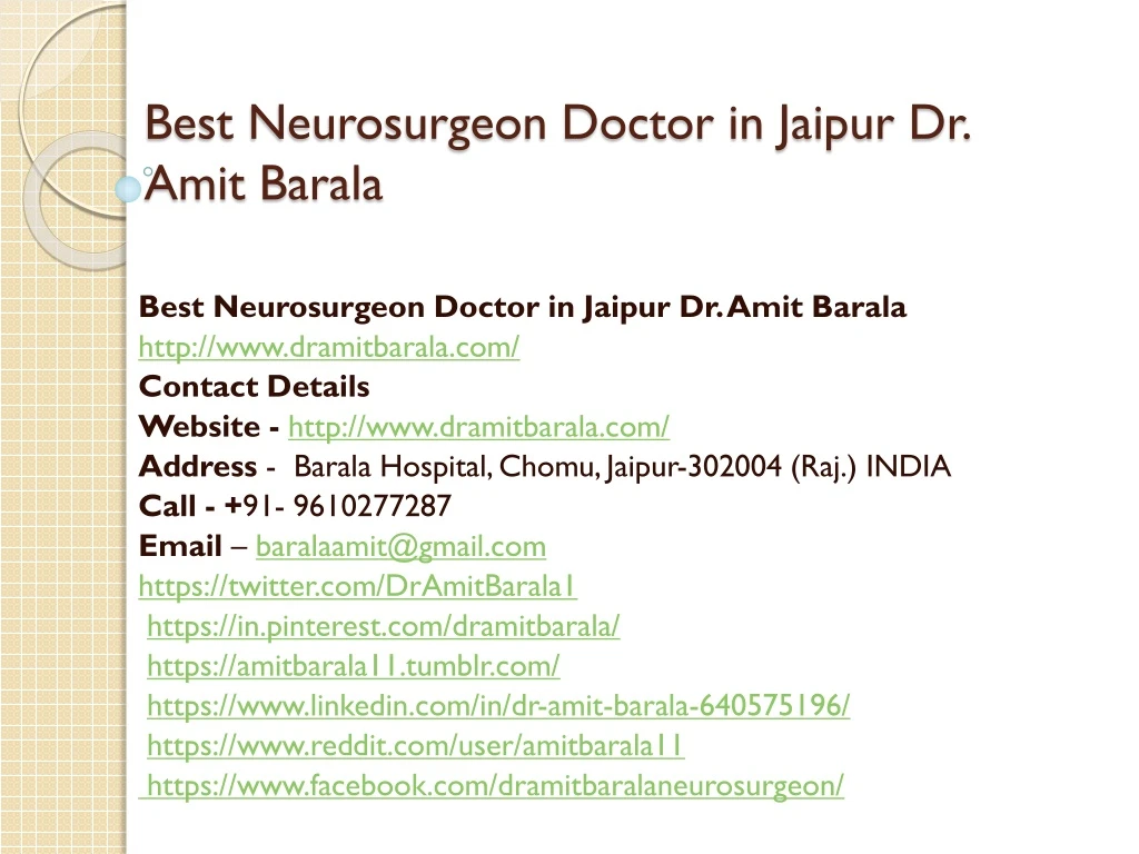 best neurosurgeon doctor in jaipur dr amit barala