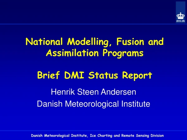 National Modelling, Fusion and Assimilation Programs Brief DMI Status Report