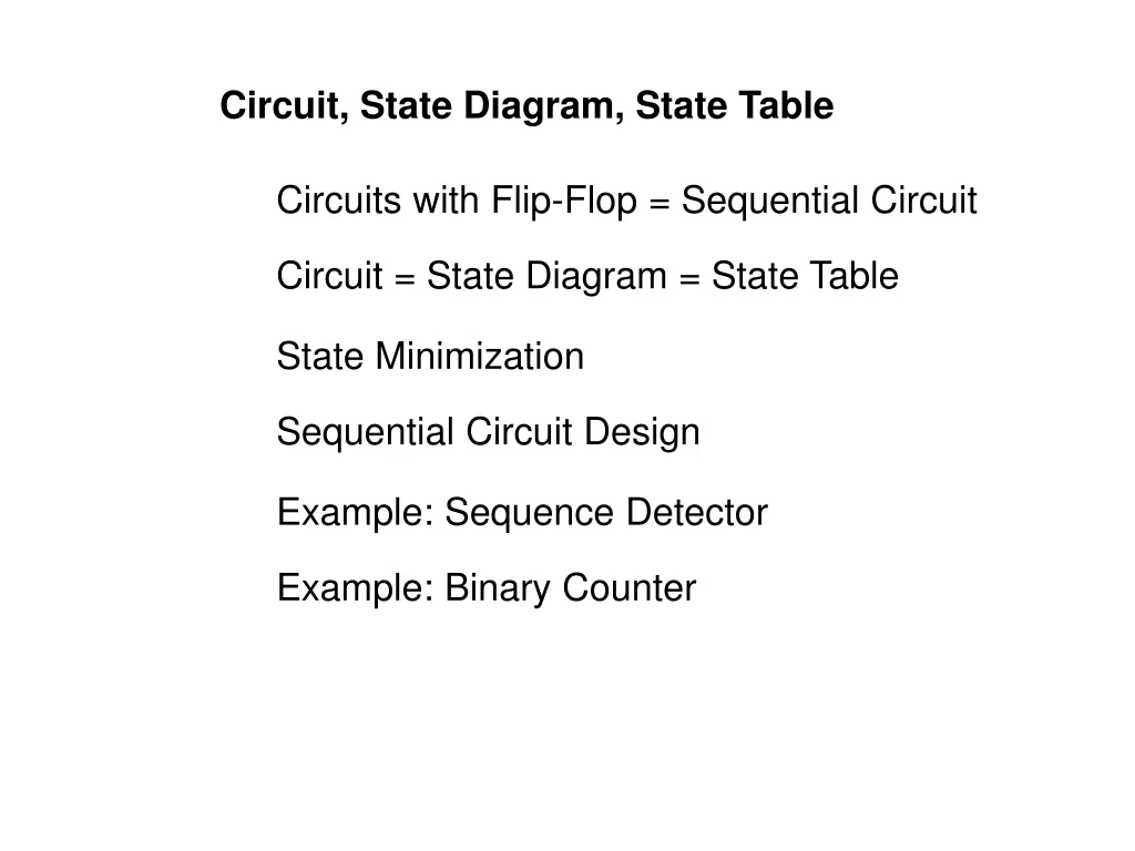circuit state diagram state table
