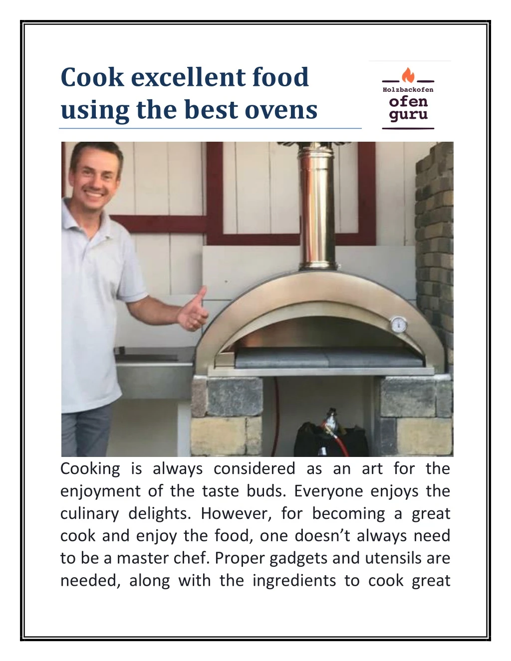 cook excellent food using the best ovens
