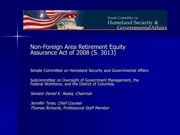 Non-Foreign Area Retirement Equity Assurance Act of 2008 (S. 3013)