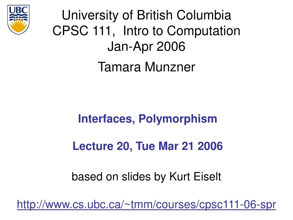 interfaces polymorphism lecture 20 tue mar 21 2006