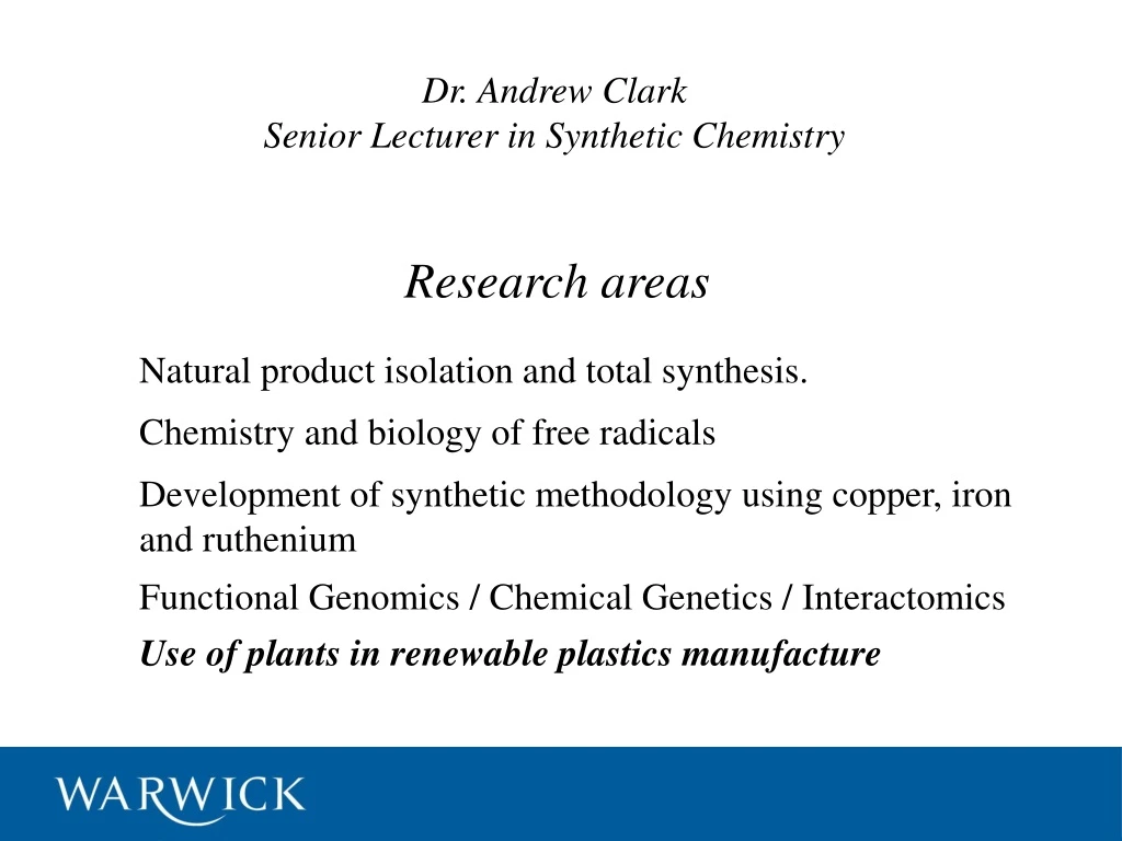 dr andrew clark senior lecturer in synthetic