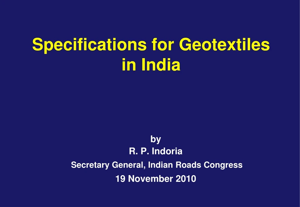 specifications for geotextiles in india