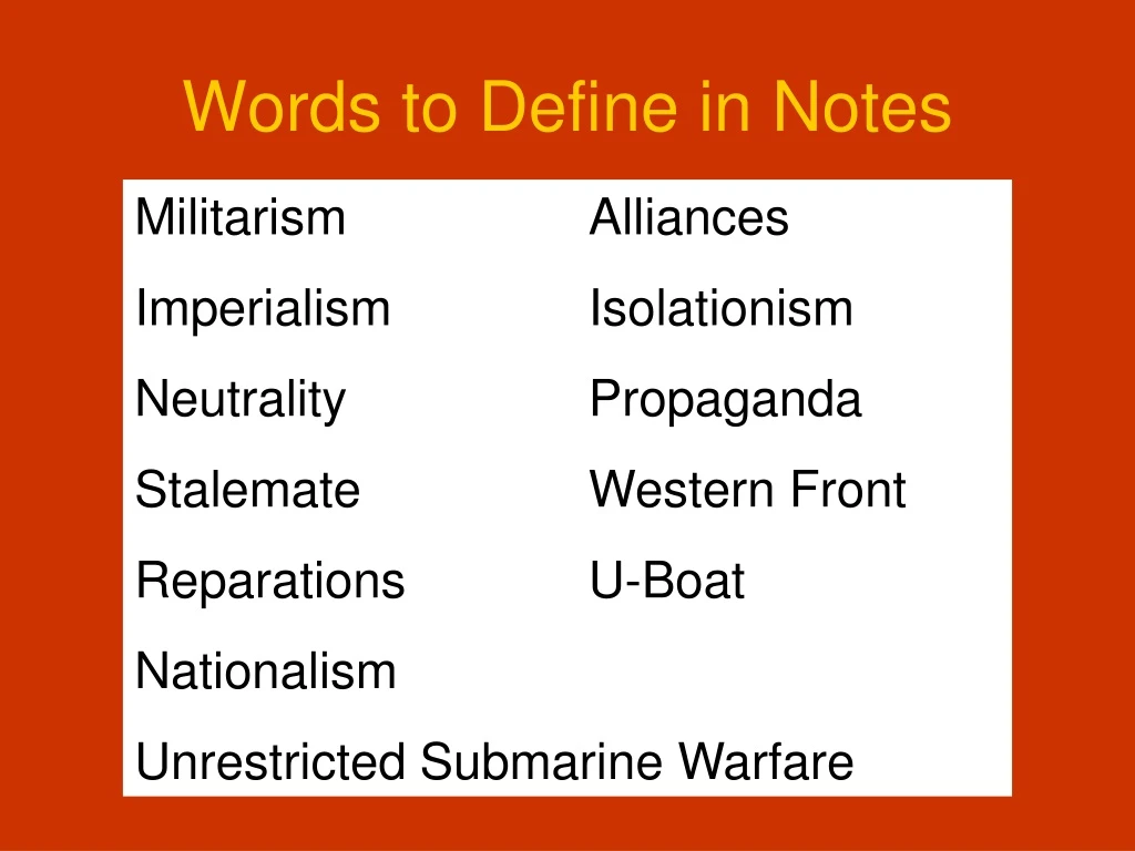 words to define in notes