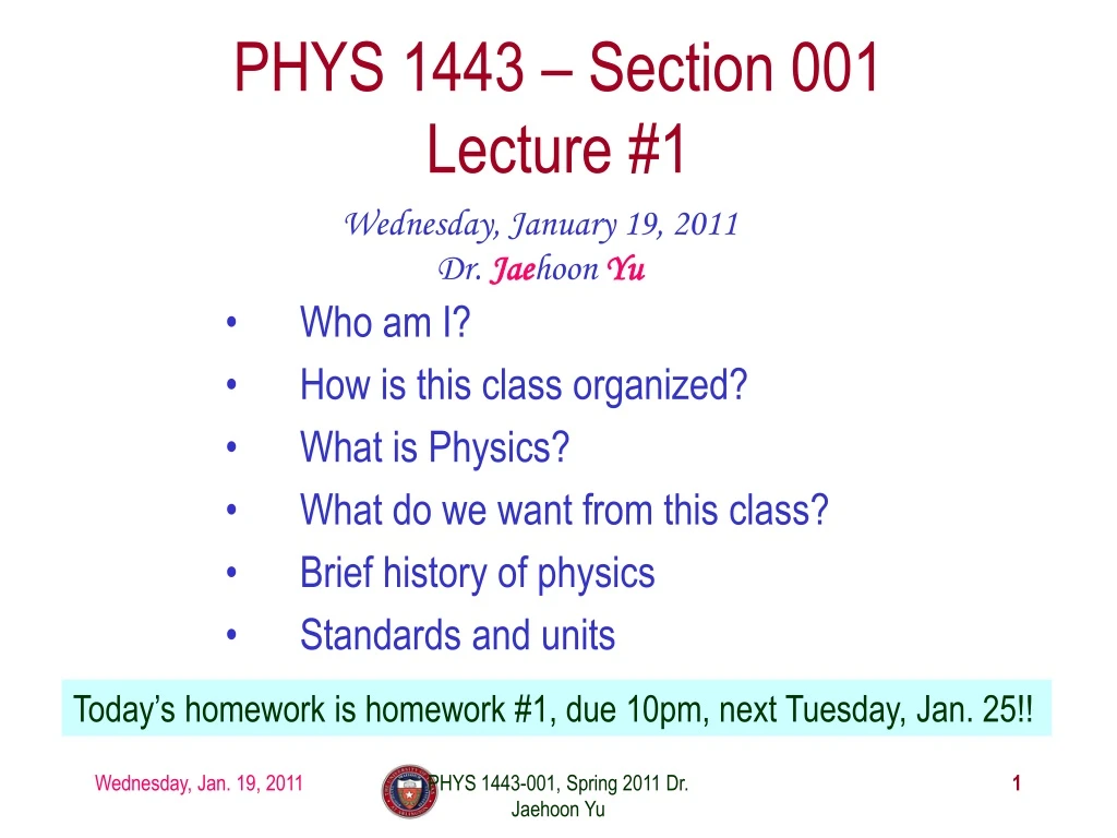 phys 1443 section 001 lecture 1