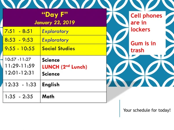 Your schedule for today!