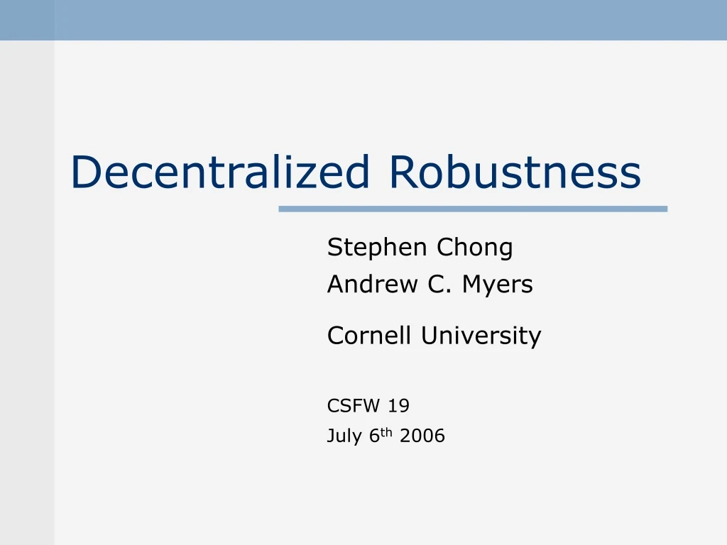 decentralized robustness