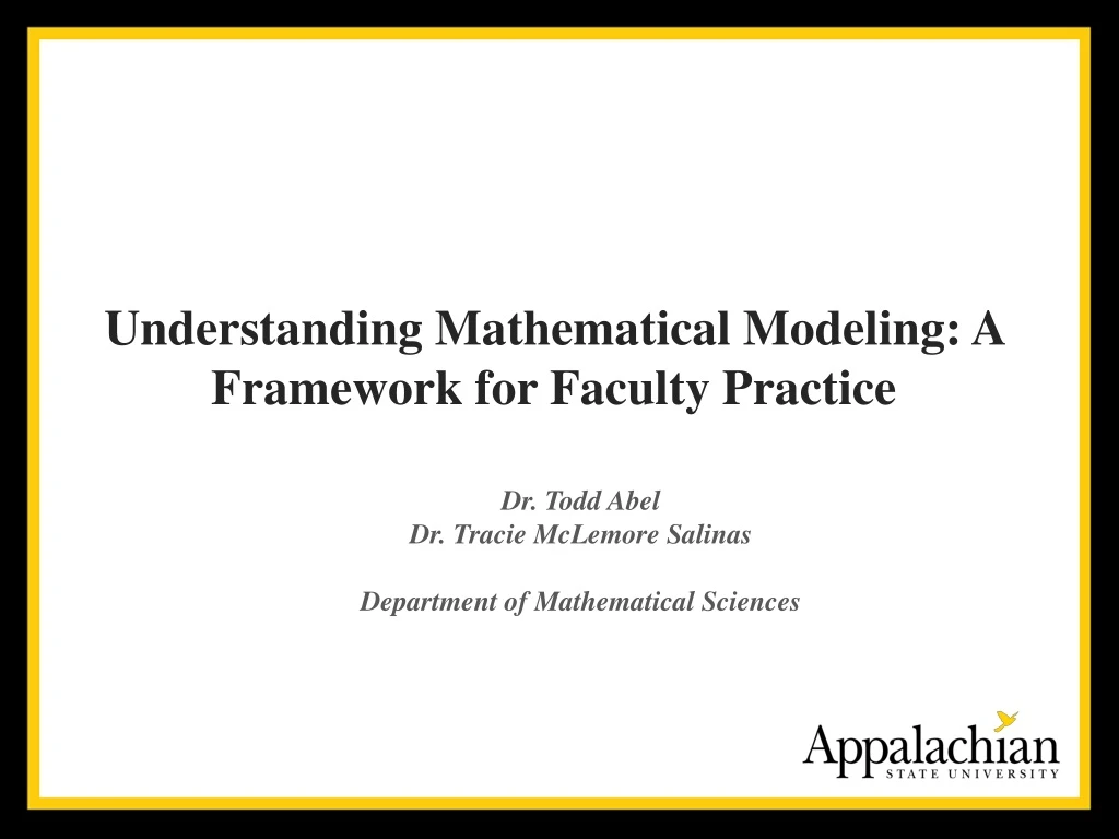 understanding mathematical modeling a framework for faculty practice