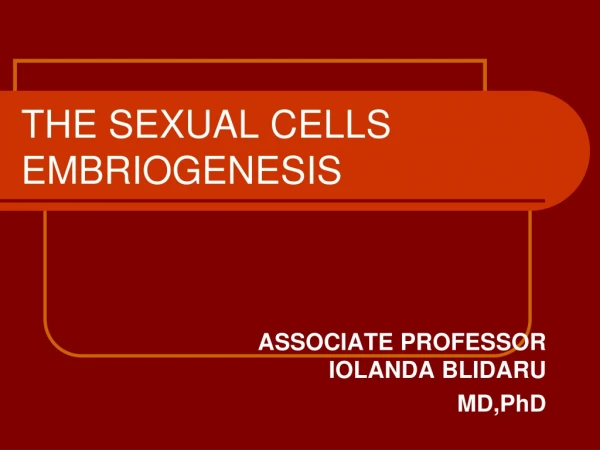 THE SEXUAL CELLS EMBRIOGENESIS