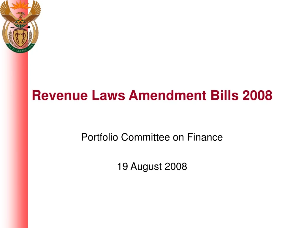 revenue laws amendment bills 2008