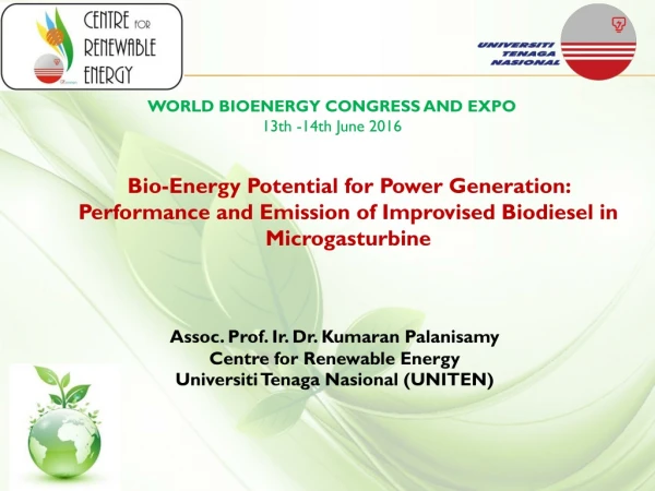 WORLD BIOENERGY CONGRESS AND EXPO  13th -14th June 2016