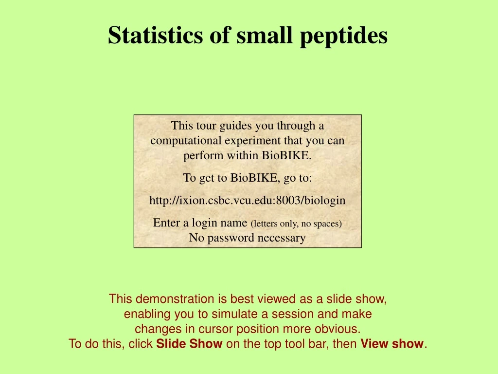 statistics of small peptides