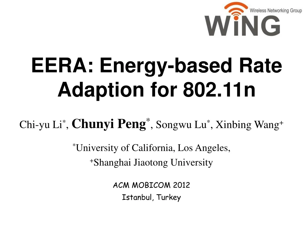 eera energy based rate adaption for 802 11n
