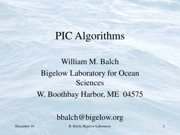 PIC Algorithms