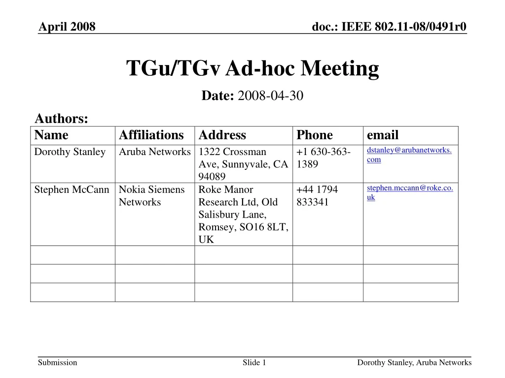 tgu tgv ad hoc meeting