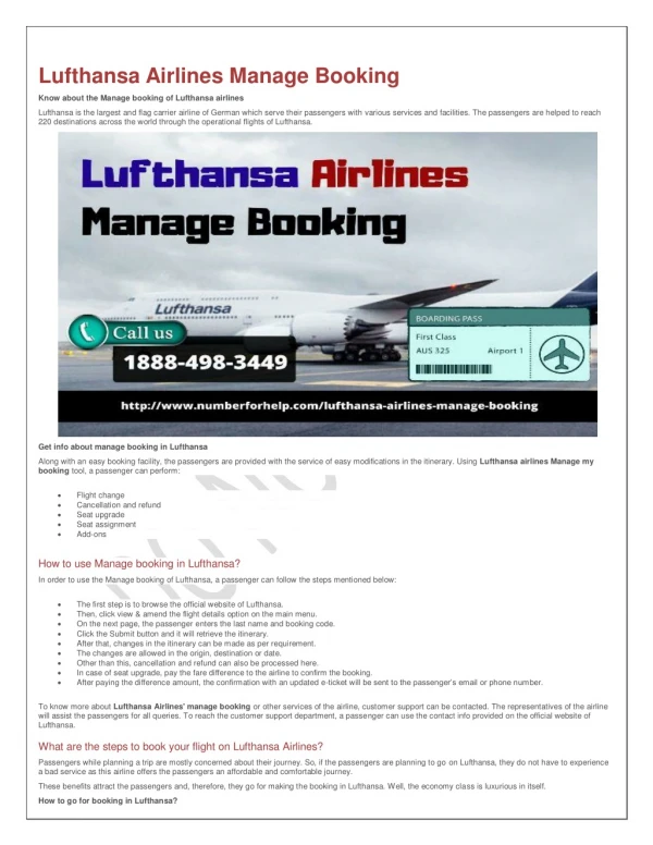 lufthansa airlines manage booking