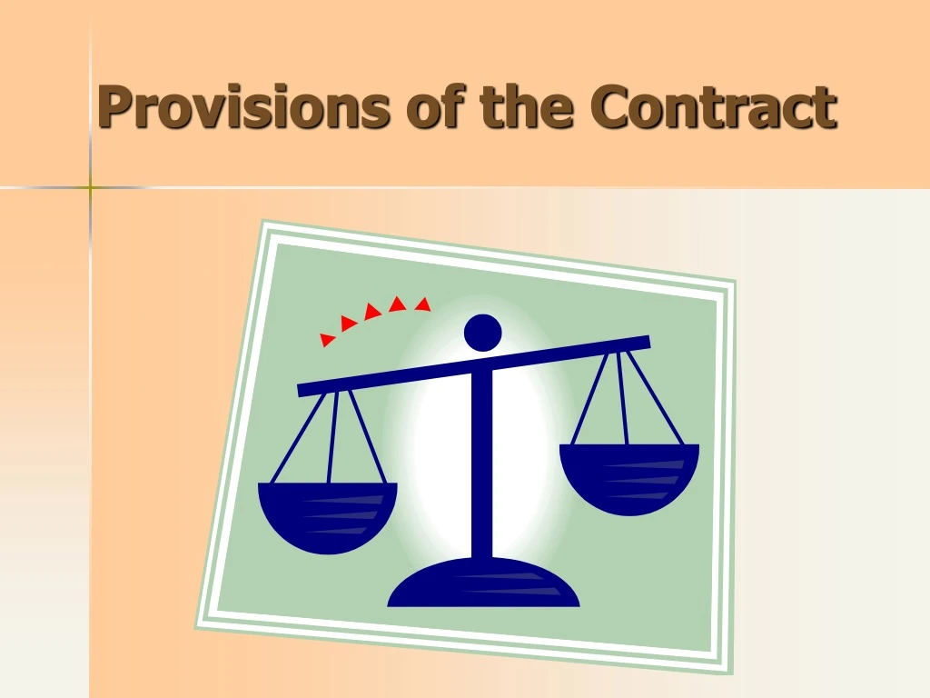 provisions of the contract