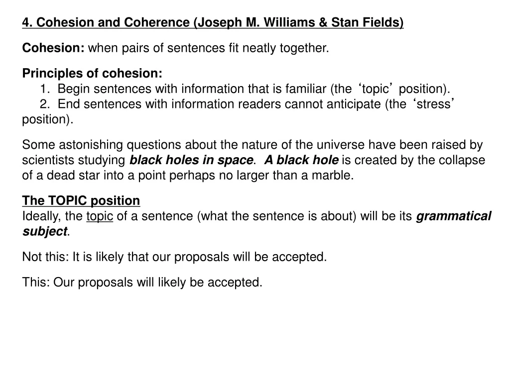 4 cohesion and coherence joseph m williams stan