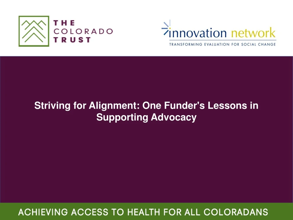 striving for alignment one funder s lessons