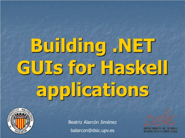 Building .NET GUIs for Haskell applications
