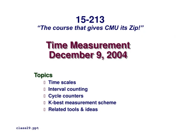 Time Measurement December 9, 2004
