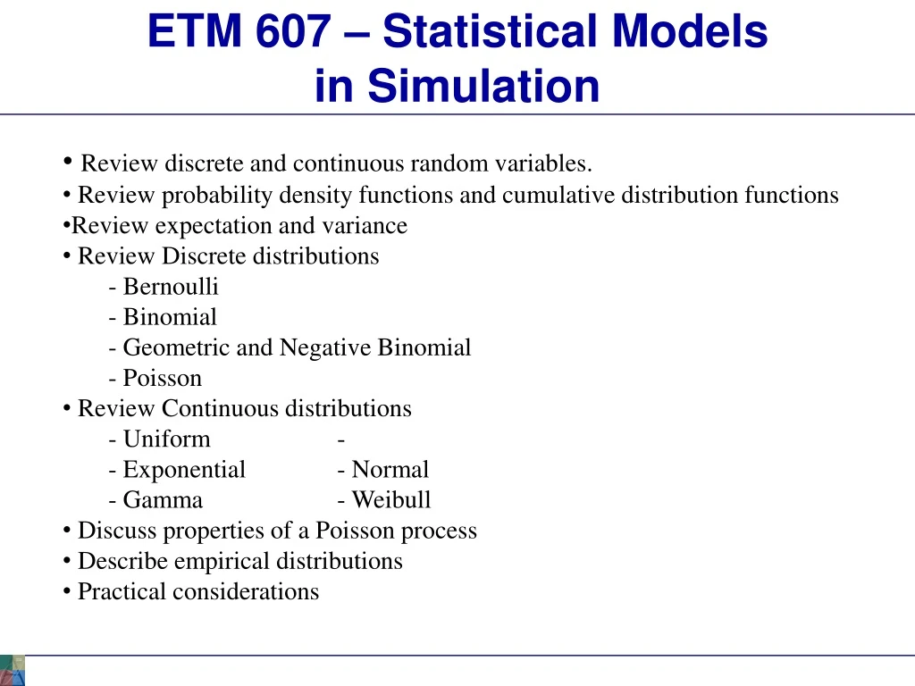 etm 607 statistical models in simulation