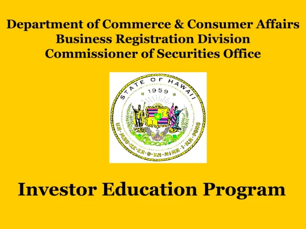 Department of Commerce &amp; Consumer Affairs Business Registration Division