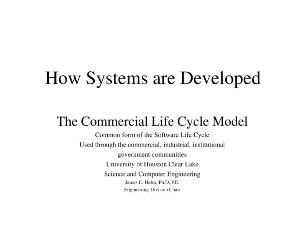 How Systems are Developed