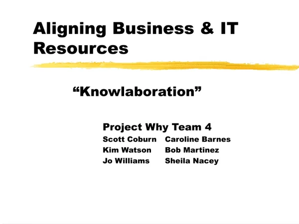 Aligning Business &amp; IT Resources