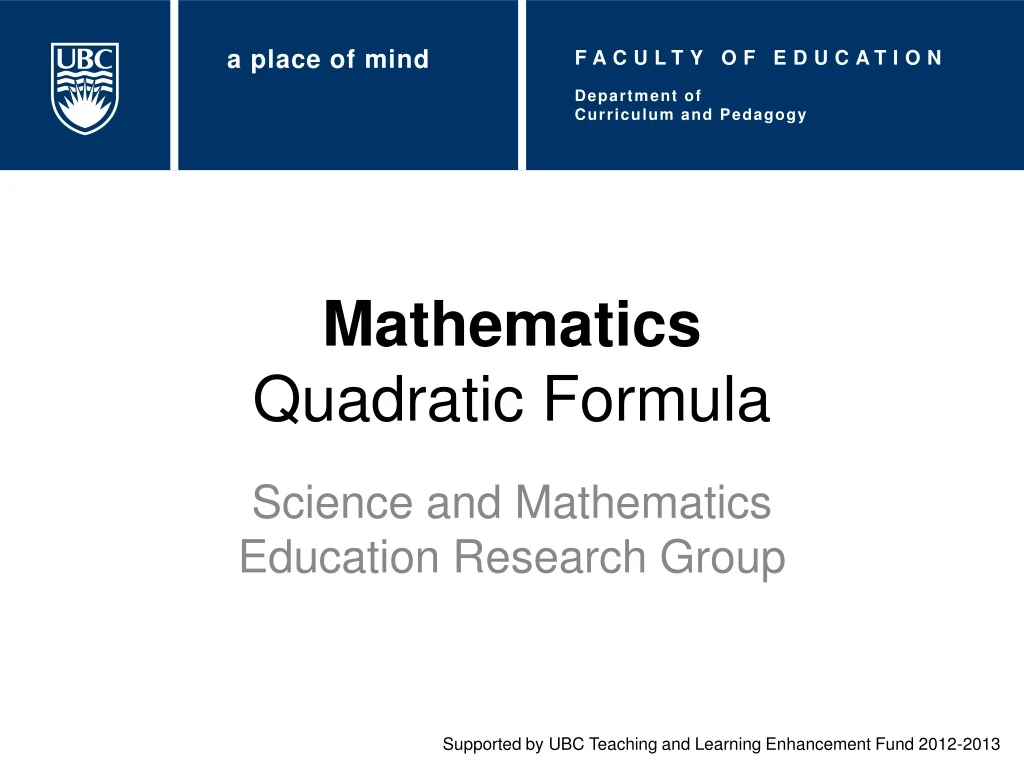 mathematics quadratic formula