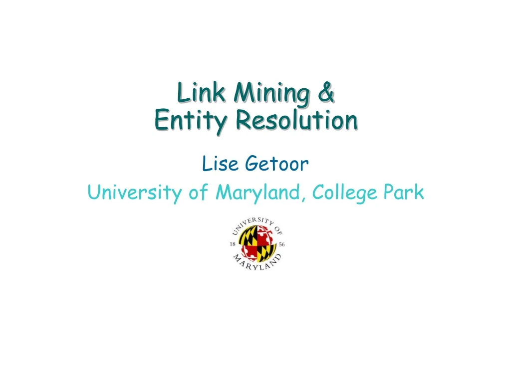 link mining entity resolution