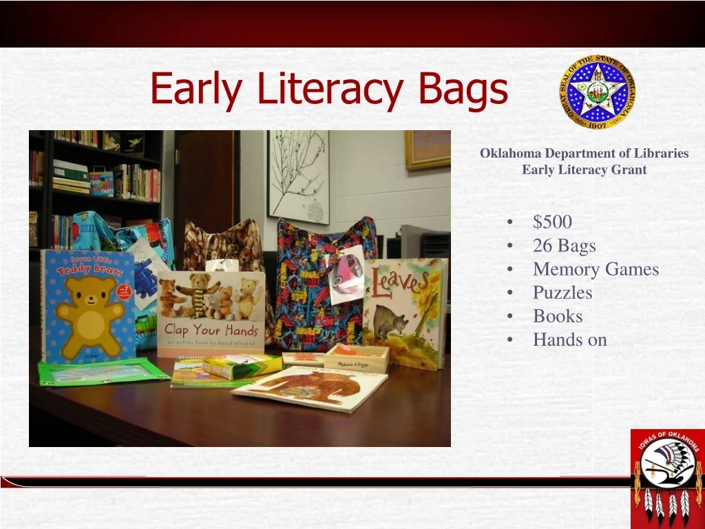 early literacy bags