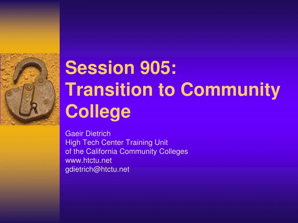 session 905 transition to community college