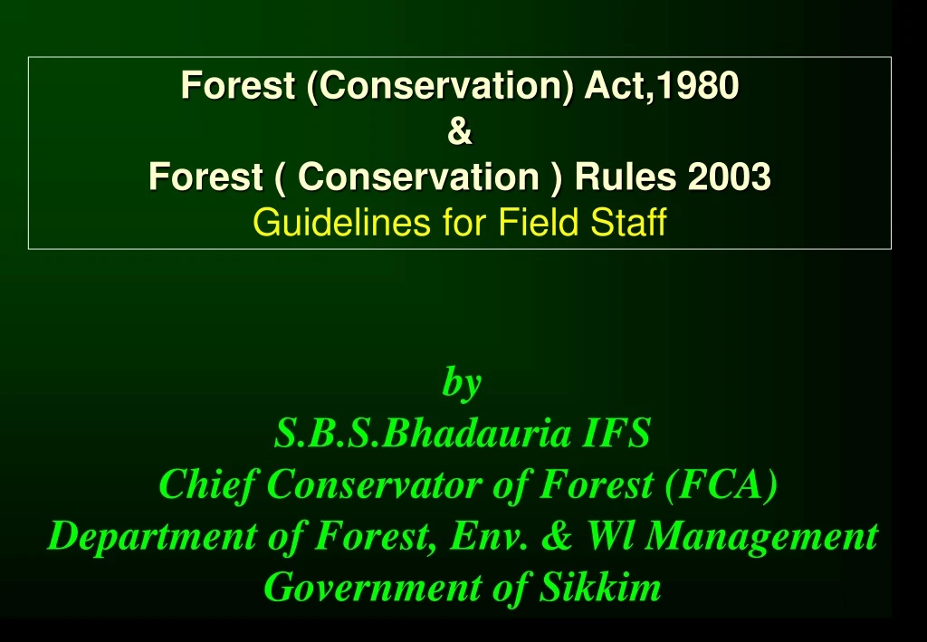 forest conservation act 1980 forest conservation